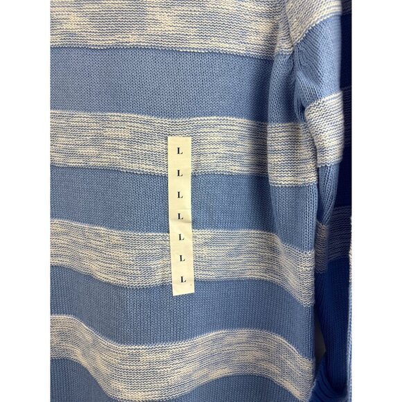 Croft & Barrow Womens Cotton Blue & White Striped Sweater Large - Picture 3 of 7